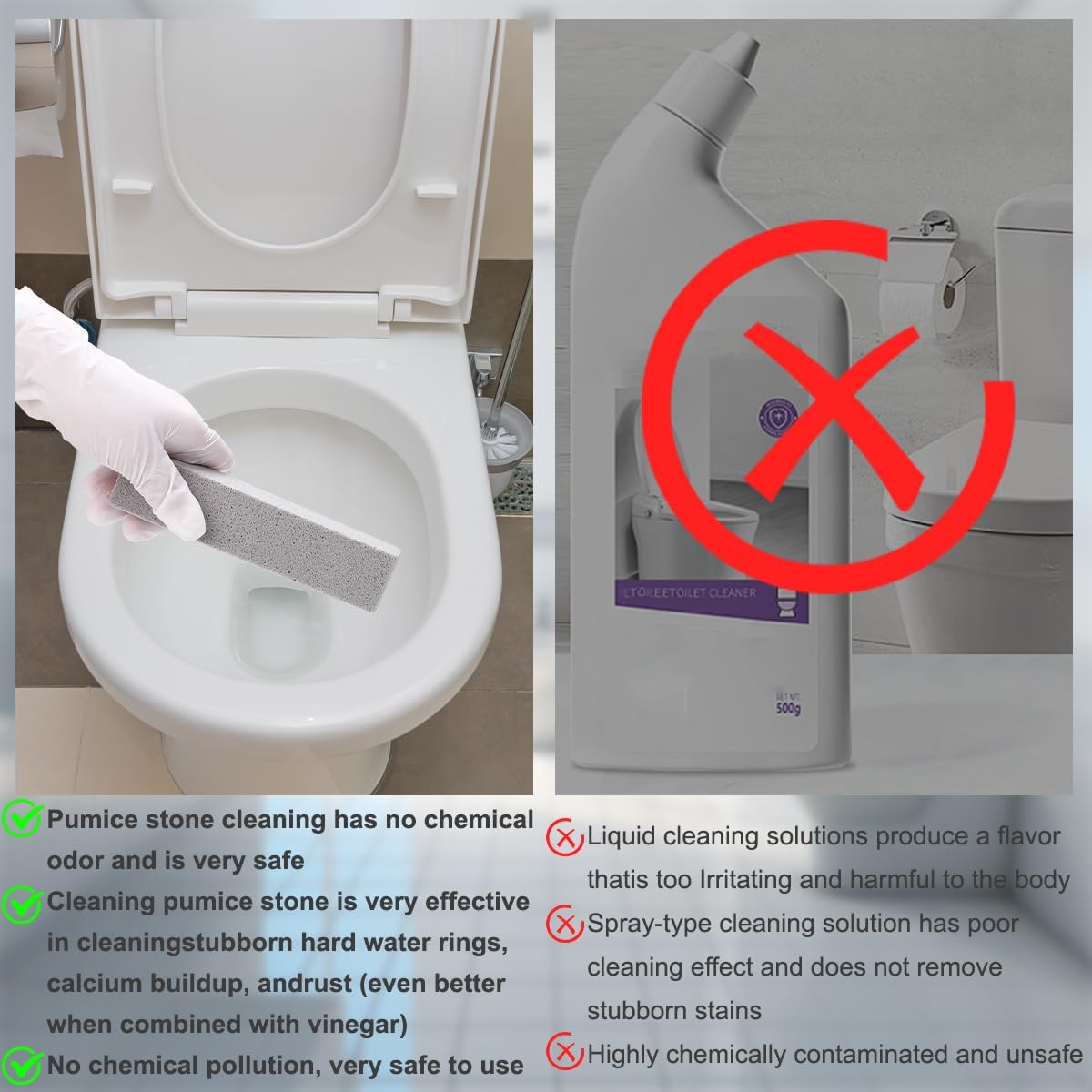 Herda 10 Pack Pumice Stone for Toilet Bowl Cleaning, Powerfully Pumice Stick for Cleaning Hard Water Rings, Calcium Buildup, Rust, Pumice Bar for Toilets, Bathtubs, Grills, Swimming Pools, Sinks