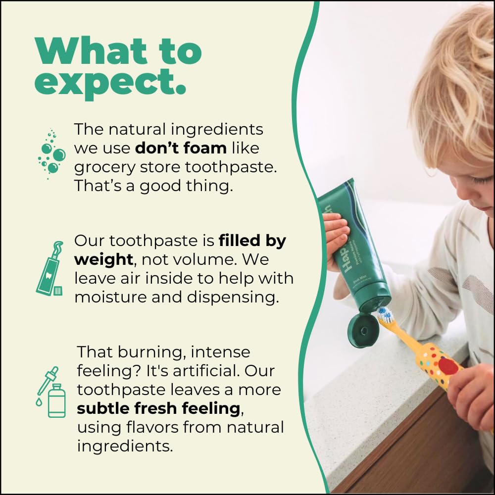 Happy Tooth Hydroxyapatite Toothpaste, Fluoride Free, Natural Whitening for Kids, Toddlers and Adults, SLS Free, Enamel Safe, Dentist Formulated with Clean Ingredients, Vanilla Frosting Flavor, 3.4oz