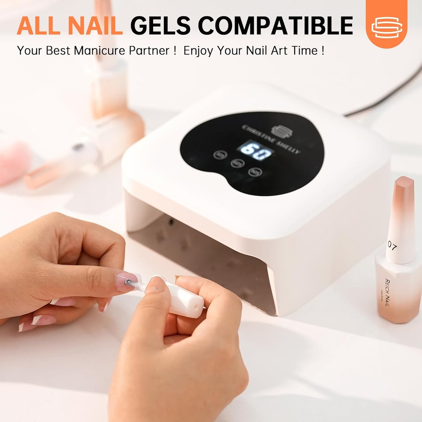 UV Nail Lamp, CHRISTINE SHELLY UV Light for Gel Nails, 48W Plug-in Mini Nail Lamp Nail Dryer with Touch Control Auto Sensor and 3 Timer Settings Nail Light Curing Lamp, Home Salon Nail Art Tools