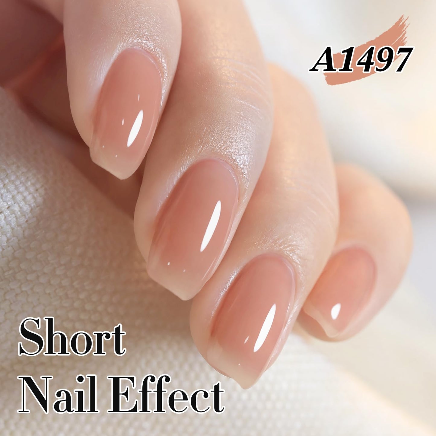 Double Rhythm 0.50 OZ Translucent Gel Polish Same Color Same Bottle Sheer Pastel Neutral Natural Milky 15 ML Jelly UV Nail Art DIY at Home (Light Orange Pink-A1497)