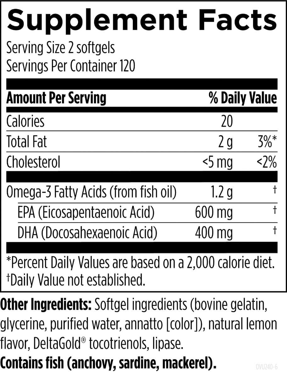 Designs for Health OmegAvail Ultra TG Fish Oil 1200mg - Triglyceride Form Omega 3 Fish Oil Supplement with DHA/EPA - No Fishy Aftertaste (240 Softgels)