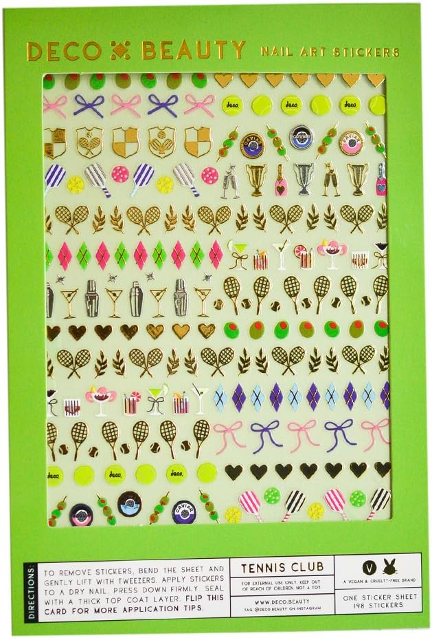 Tennis Club Nail Stickers - Trendy, Long-Lasting Nail Art Decals – Easy DIY Application for Salon-Quality Manicures