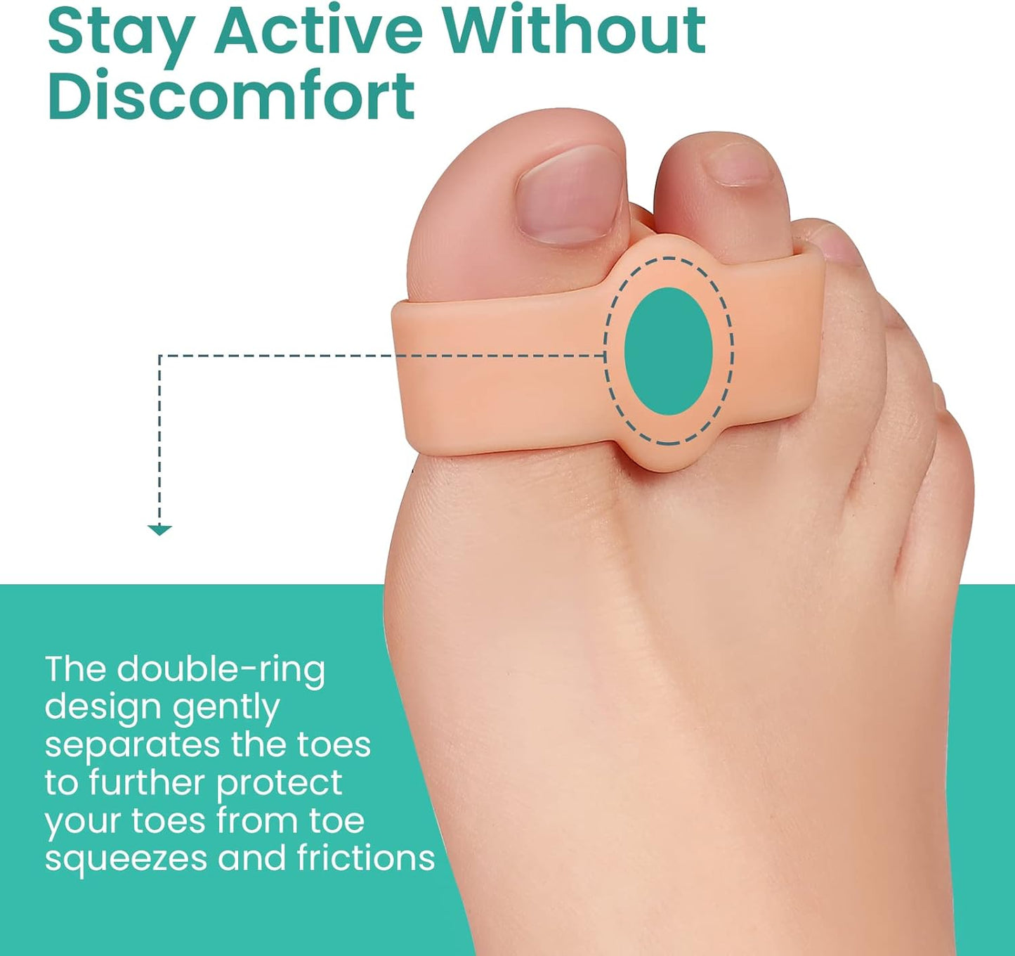 Welnove Pack of 12 Bunion Corrector, Toe Separators with 2 Loops, Big Toe Spacer Suitable for Bunion and Overlap Toe (Beige)