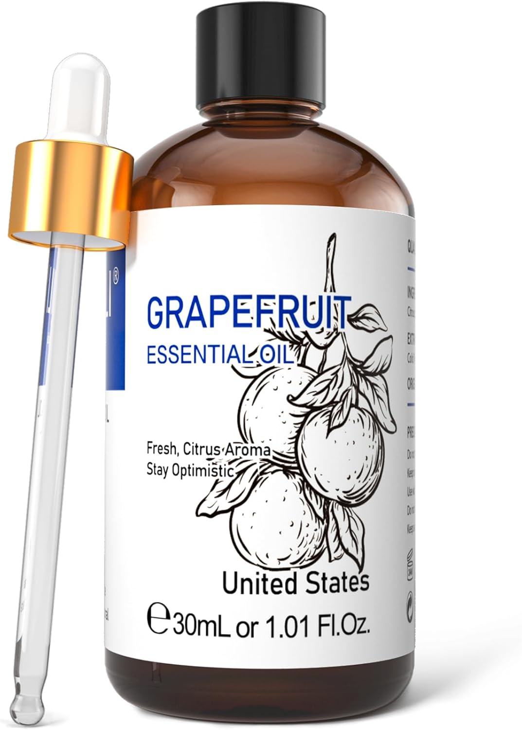 HIQILI 30 ml Grapefruit Essential Oil, for Diffuser, Skin Care,100% Pure and Natural - 1 Fl Oz