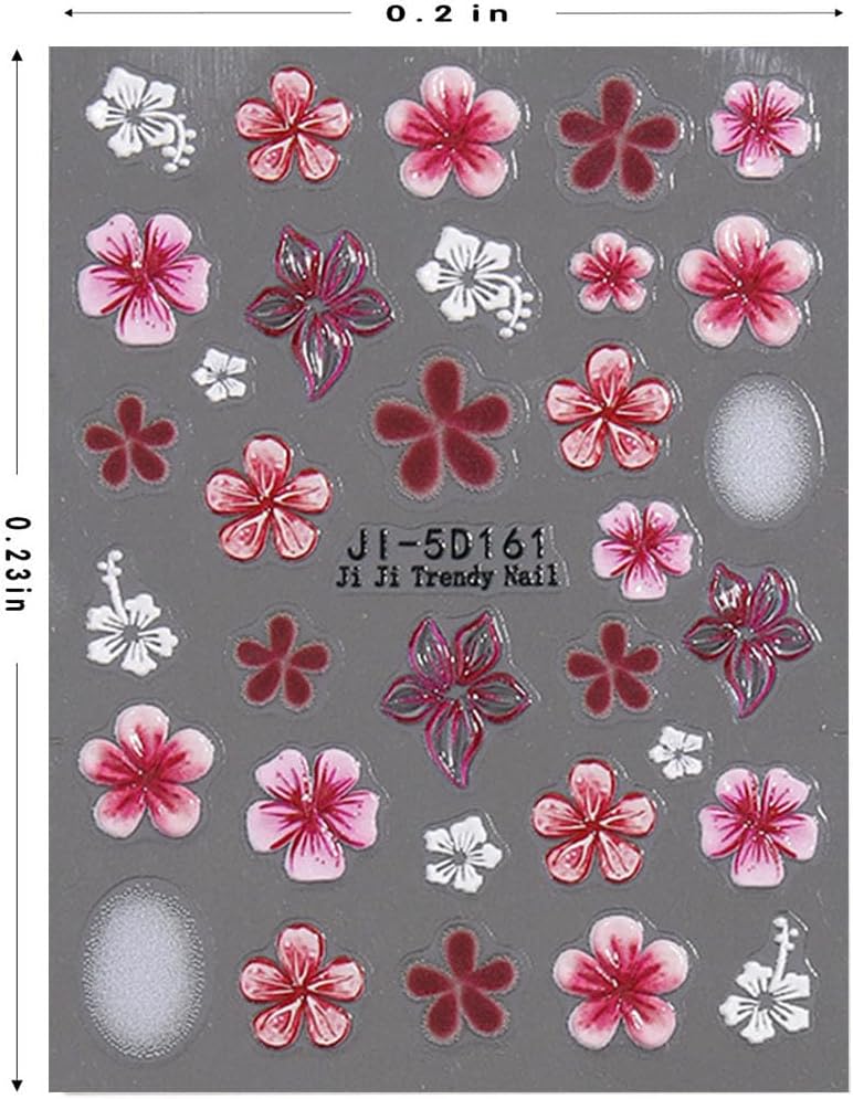 Stickers para Uñas Nail Stickers Self-Adhesive Sticker Red Blue 3D Wild Flower Calcomanías para Uñas Floral Art Design Accessories Hight Quality 3 Sheets