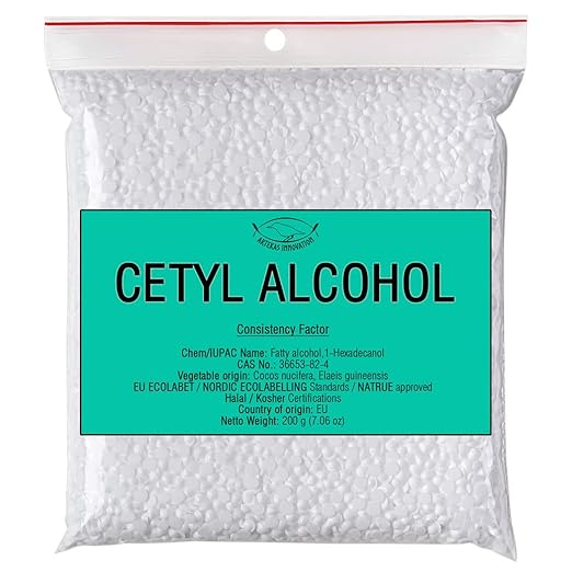 Cetyl Alcohol for Homemade Cosmetics, Lipsticks, Body Butter Bars, Hand Lotions, Hair Conditioners, Shampoo – Thickening Agent, Emulsifier, Viscosity Regulator - 7.06 oz