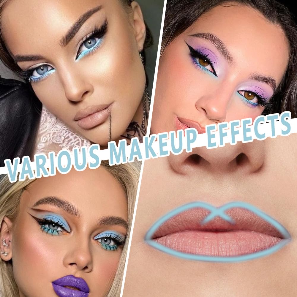 evpct Teal Eyeliner Pencils for Eyes, Light Green Matte Colored Eye Liner Pencil Makeup Waterproof Smudge Proof, Colored Gel Waterline Eyeliner Liquid, Face Eye Paint Stick Lipstick Halloween Makeup 6