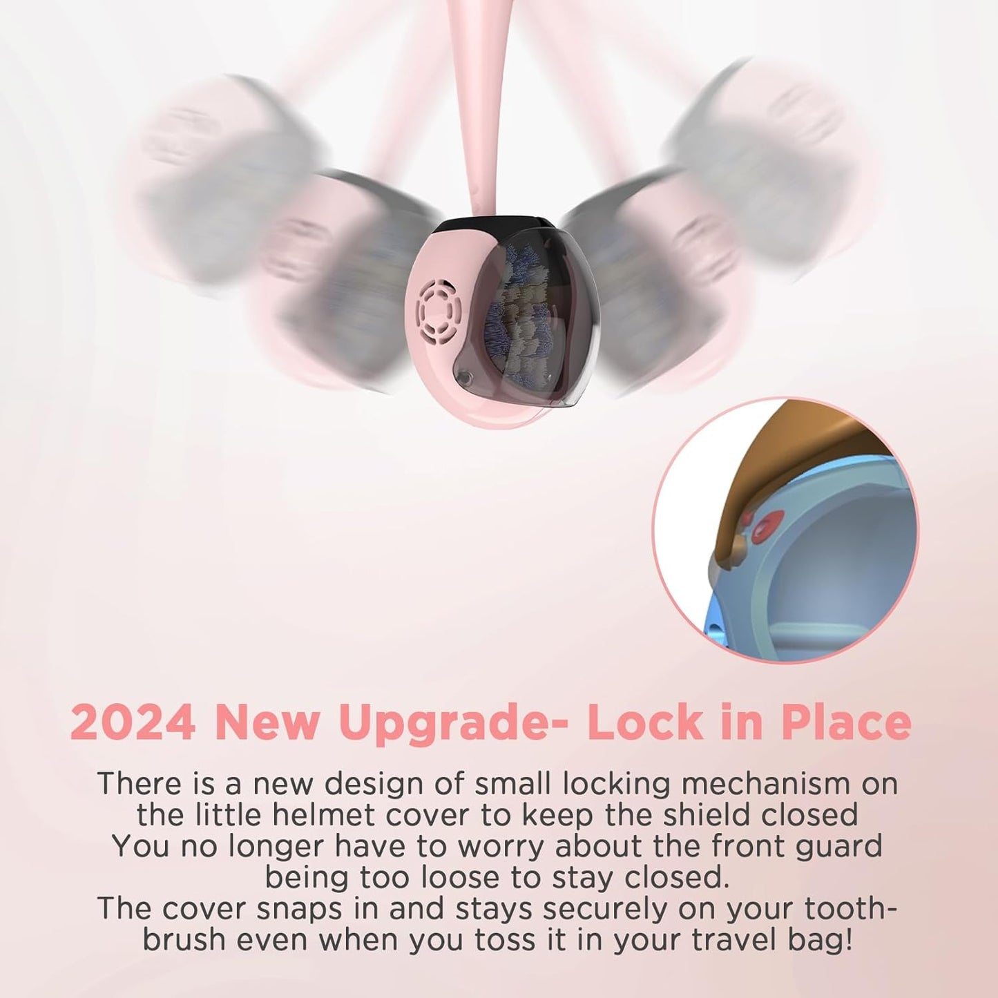 Helmet Toothbrush Covers Caps, Toothbrush Head Protector for Household Travel, Fits Most Manual and Electric Toothbrushes, 4 Count (Blue, White, Pink, Rose Pink)