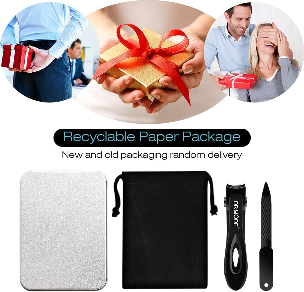 DRMODE Nail Clippers for Men Thick Nails, Heavy Duty Toenail Clippers for Seniors Thick Toenails with 16MM Wide Jaw, Sharp Stainless Steel Large Finger Nail Clippers Adult Cutter Trimmer with File