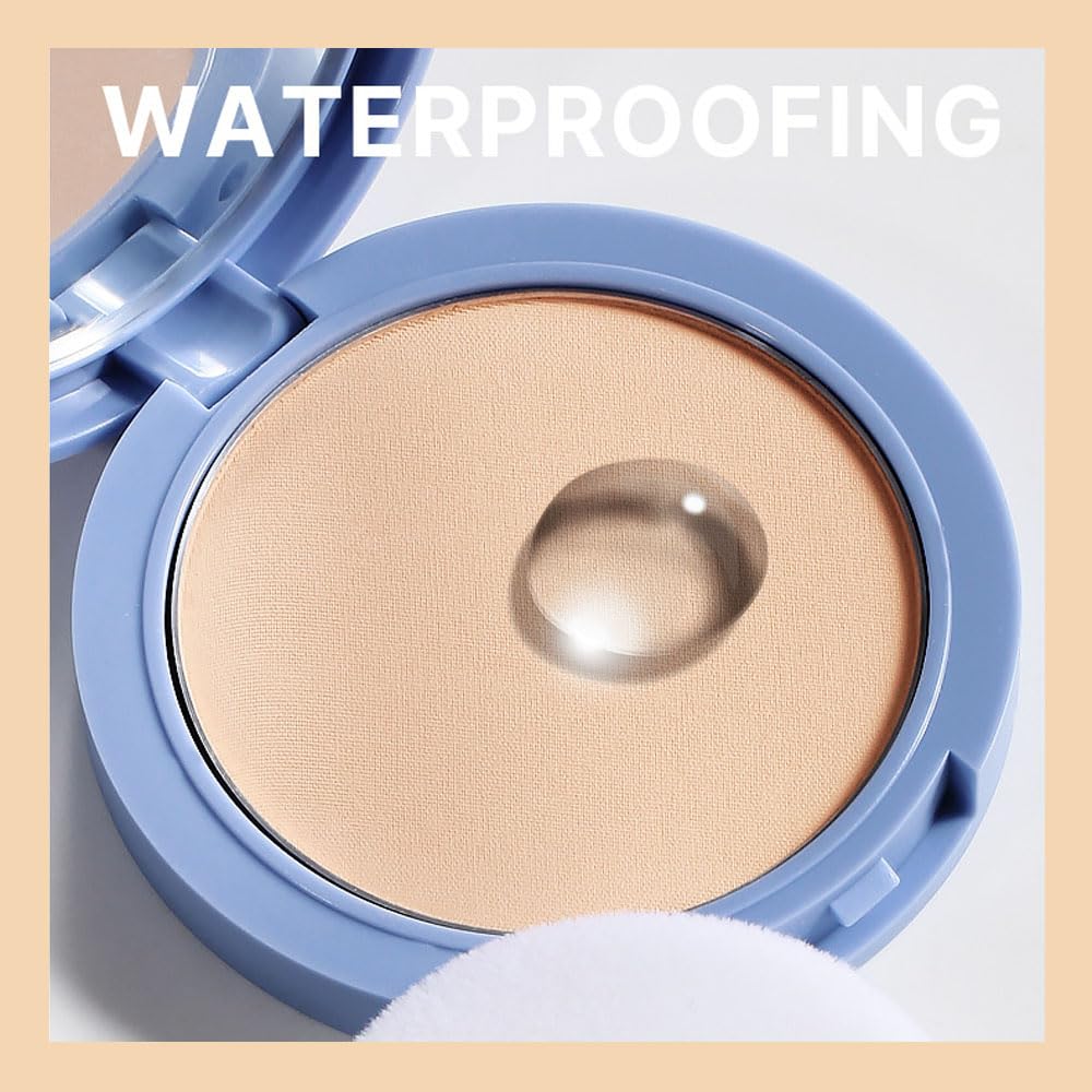 evpct Oil Control Pressed Face Powder Compact for Women, Translucent Setting Powder Makeup Foundation for Women, Waterproof Long Lasting Lightweight, polvo compacto de maquillaje, 120 Vanilla