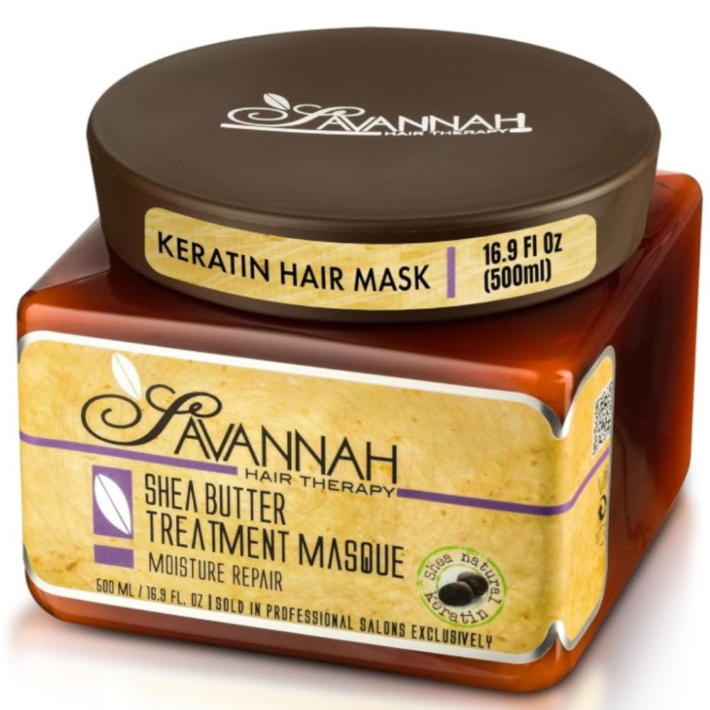 Savannah Deep Conditioning Hair Mask – Restores Shine & Softness to Dry, Curly, or Chemically Treated Hair – Anti-Frizz, Hydrating Formula with Keratin & Shea Butter – 500ml (16.9 oz)