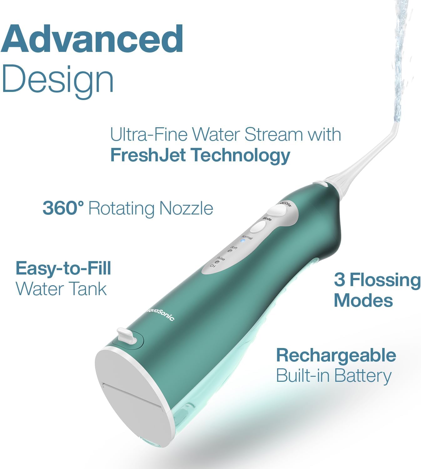 AquaSonic Water Flosser - Cordless Rechargeable Water Flossers for Teeth Cleaning - Waterproof Aqua Flosser, Portable Oral Irrigator for Dental Cleaning with 5 Jet Tips – Braces Home Travel