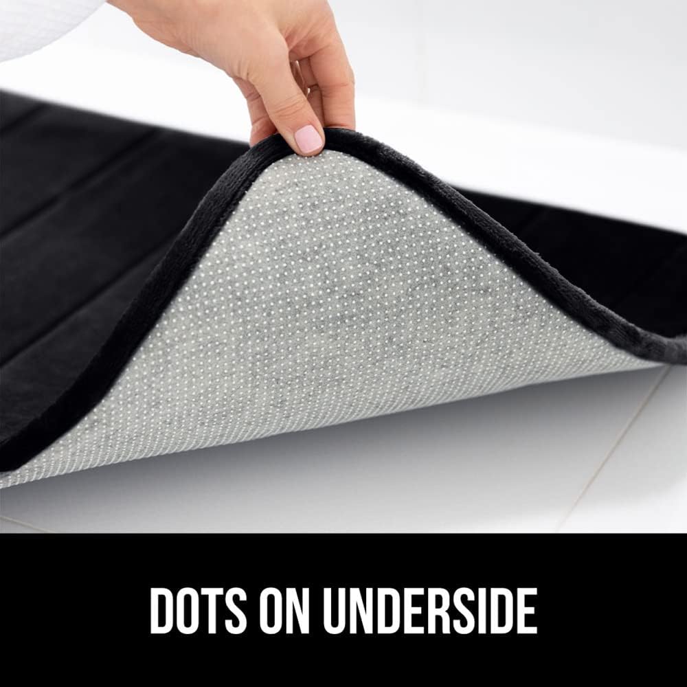 GORILLA GRIP Memory Foam Bath Mat, Soft Absorbent US Designed Bathroom Rug, Gripping Dots Machine Washable Bathmat, Cushioned Floor Mats, Shower Sink Rugs Room Décor Accessories, 30x20 Black