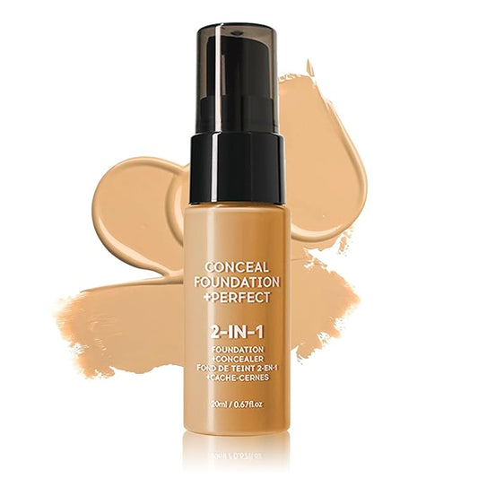 Concealer Full Coverage Foundation for Mature Skin,Oil Control Matte 2 in 1 Concealer liquid Foundation Makeup Waterproof Base De Maquillaje Alta Cobertura-03 Warm Ivory