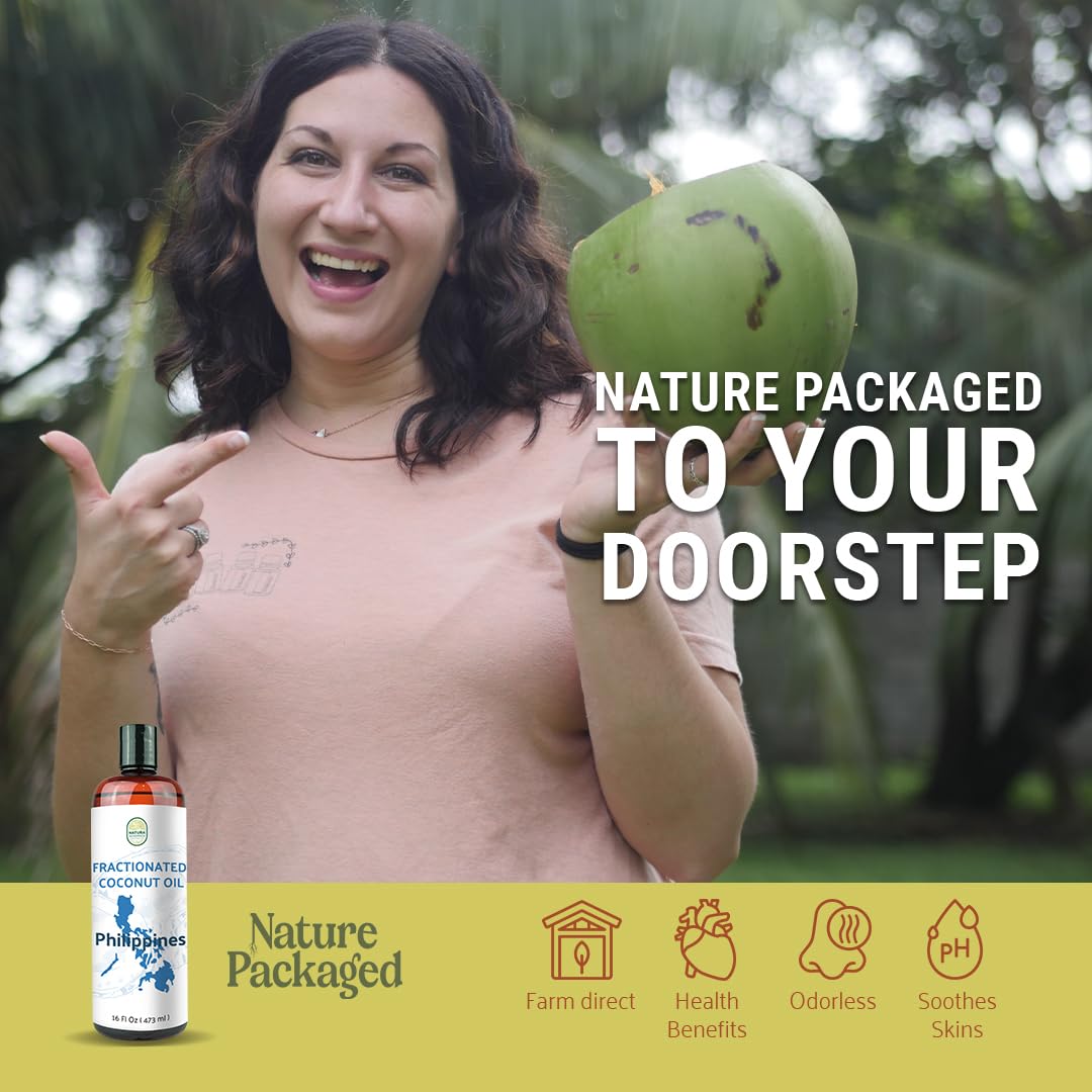 Fractionated Coconut Oil - Sourced Directly from our Farm Partner in the Philippines - Carrier Oil for Diluting Essential Oils, Body, Hair, and Skin Moisturizer - (16oz)