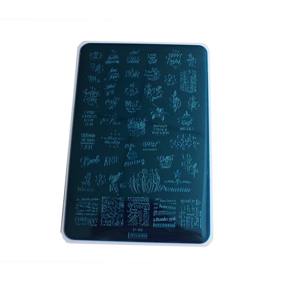 Flowers Leaf Love Nail Stamping Plate 2pcs Dreamcatcher Feather Pendant Image Stamping Template Alphabet Letter Words Creative Large Size Nail Plate Printer Star Lips Nail Stamp Stencil 14.5×9.5cm