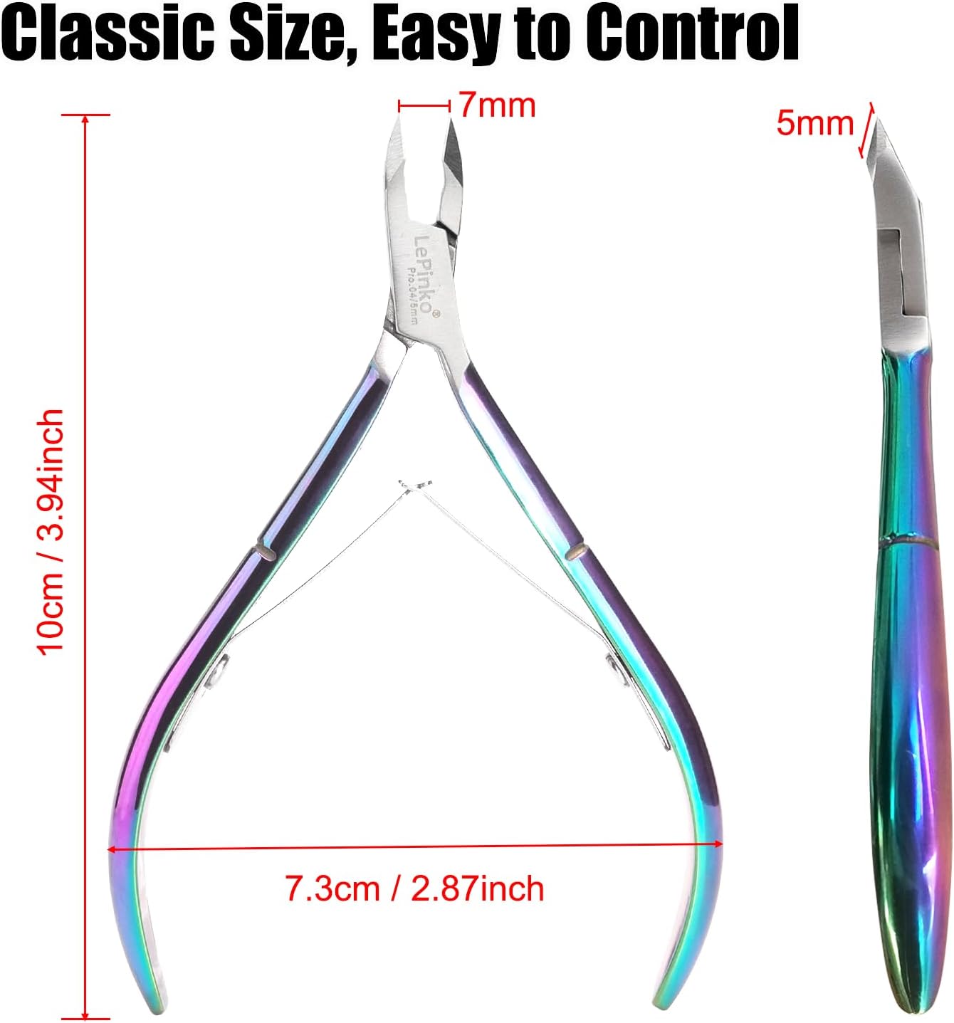 LePinko 4 Packs Upgraded Cuticle Trimmer kit, Sharp Dead Skin Clipper, Labor-Saving Cuticula Remover for Fingernail Toenail, Manicure Pedicure Tool for Women Men, 5mm Jaw, Rainbow Color