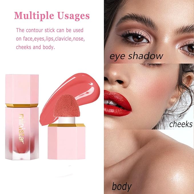 Liquid Blush Makeup, Cream Blush for Cheeks, Waterproof Long Lasting Blush Face Makeup Multi-Use Blush Beauty Wand for Cheeks & Lip Tint Natural Cream Blusher Makeup for All Skin Tones(#05 Warm Kiss)