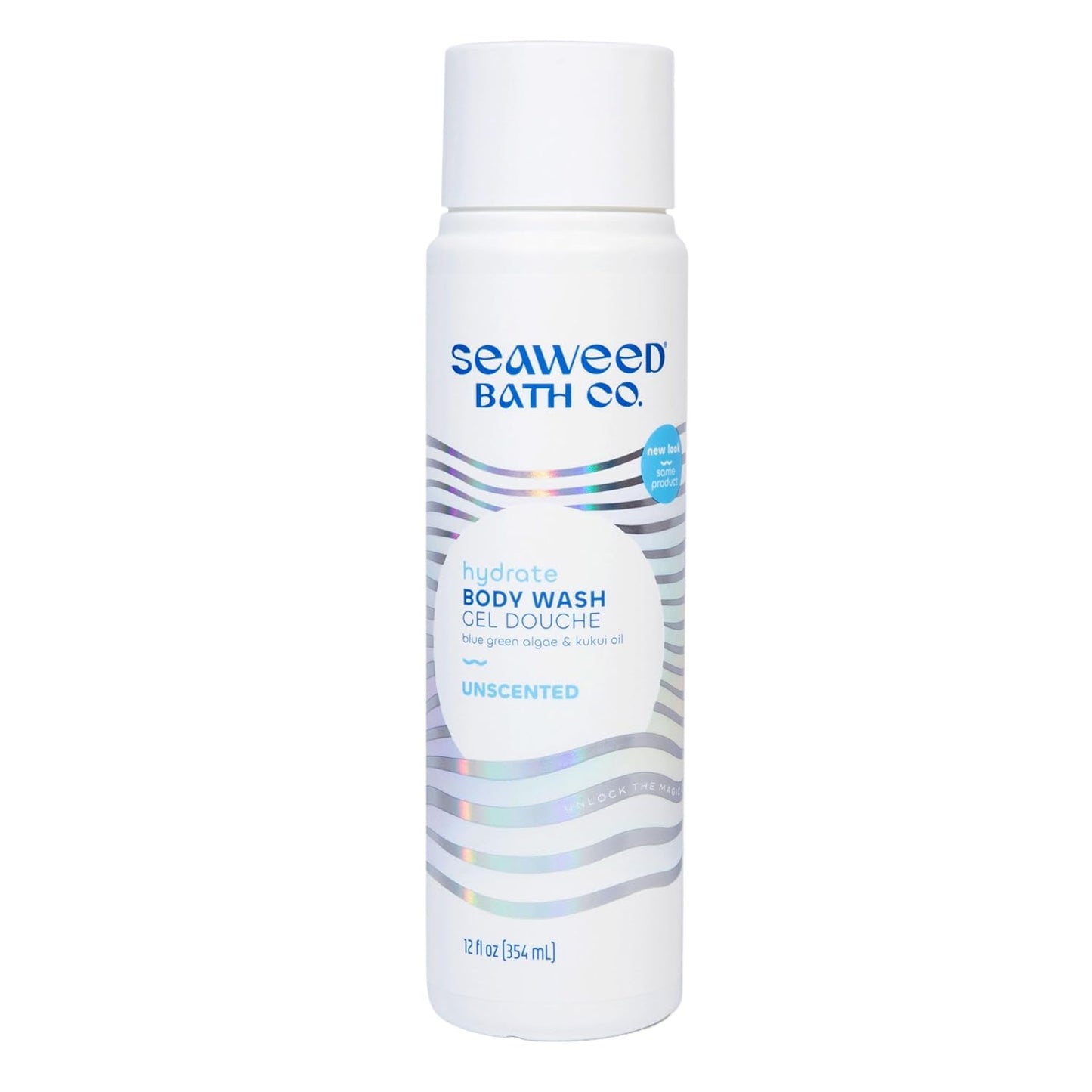 Seaweed Bath Co. Hydrate Body Wash - Unscented - Foaming Shower Gel Cleanser with Natural Ingredients - Fragrance Free and Gentle - Good For Sensitive Skin - 12 oz