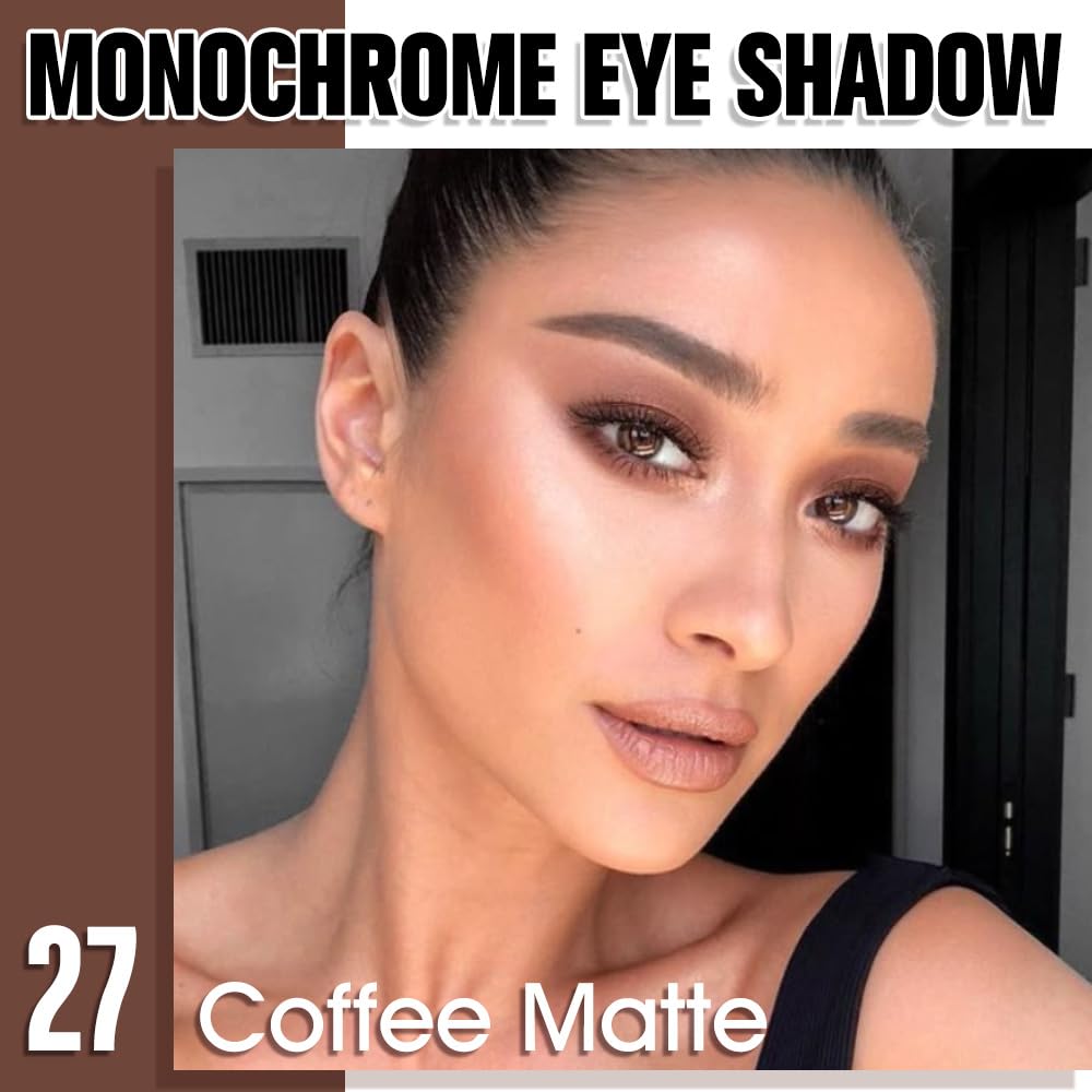 Coffee Matte Eyeshadow Palette for Women, Single Monochrome Eye Shadow Makeup, Shiny Pressed Powder, Blendable Natural sombras para ojos, Holographic,Vegan,Travel -27