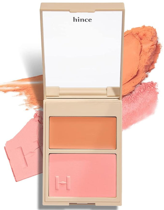 hince True Dimension Layering Cheek - Cream & Pressed Powder 2 Different Shades & Textures - Silky Seamless Long Lasting Blush Makeup - Muted Beige & Elegant Rose Beige (1, NEW SYMPHONY, L002)