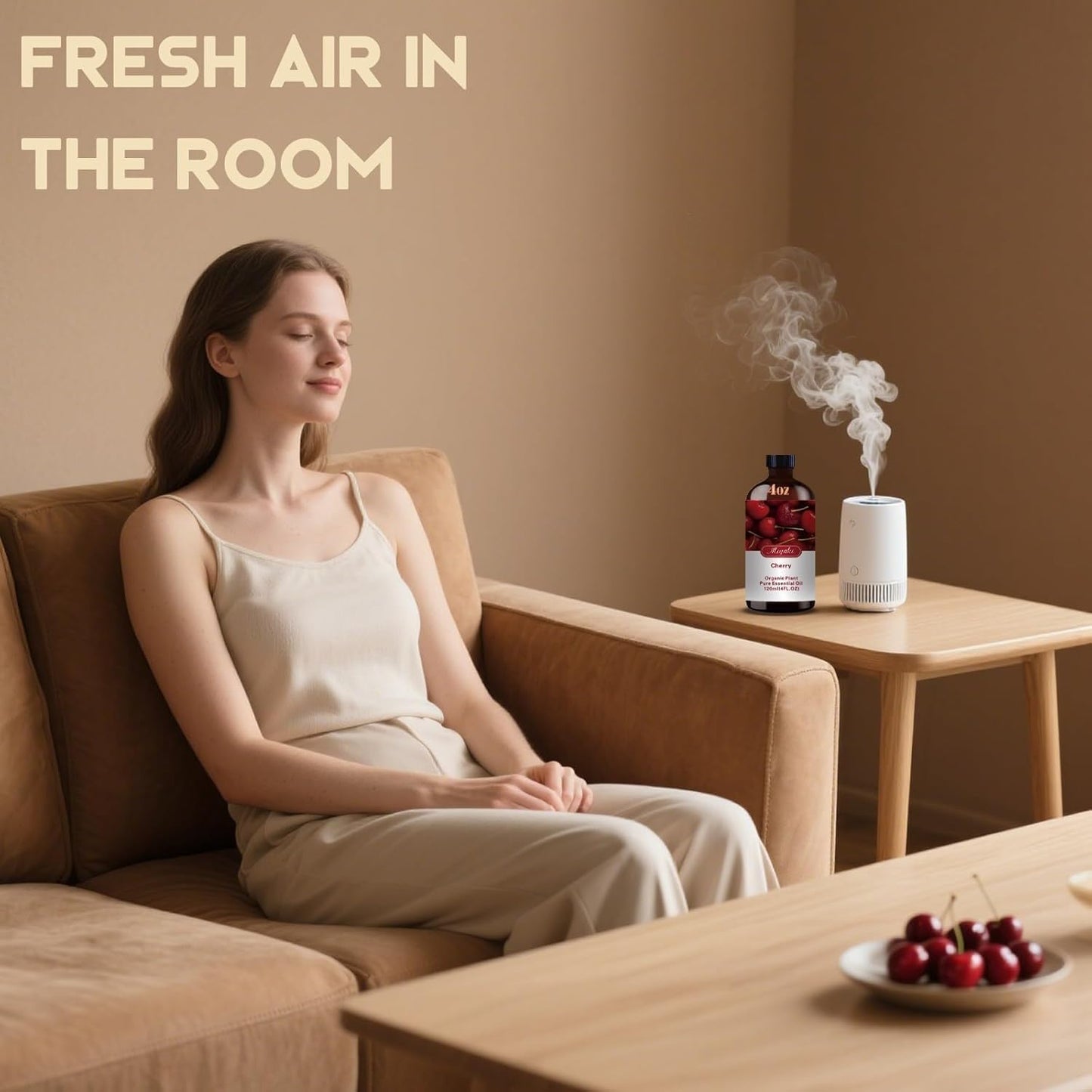 Cherry Essential Oil, Roll-on Cherry Oil Sets (4 Fl Oz + 0.33 Fl Oz) - 100% Natural, Diffuser, Massage, Yoga, DIY Soap and Candle Making - Home Fragrance, Fragrance Oils, Gifts, Spa Care