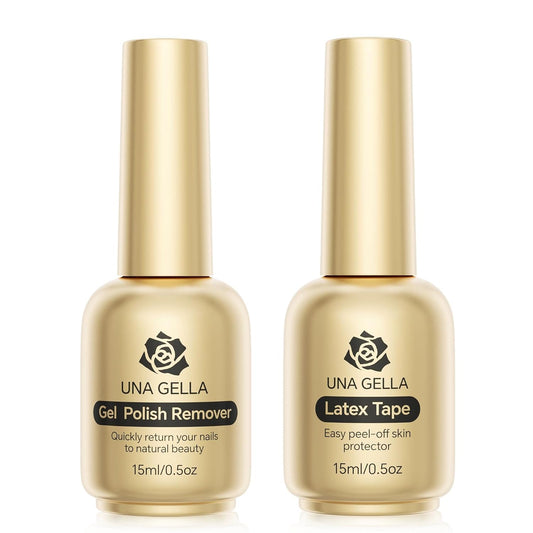 UNA GELLA Gel Polish Remover, Acetone-Free Gel Remover For Nails With Air Dry Liquid Latex Tape For Nail Care - Quick & Easy Low Odor Nail Removal Kit No Need Wrapping