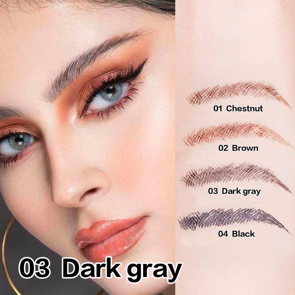 2 Pcs/Set Eyebrow Ink Pencil by Brow Stylist -Micro 4 Point Brow Pen Lift & Snatch Eyebrow Pen Kits with 3 Eyebrow Stencil Long-Lasting Waterproof Natural Eyebrow Hair (3# dark grey)