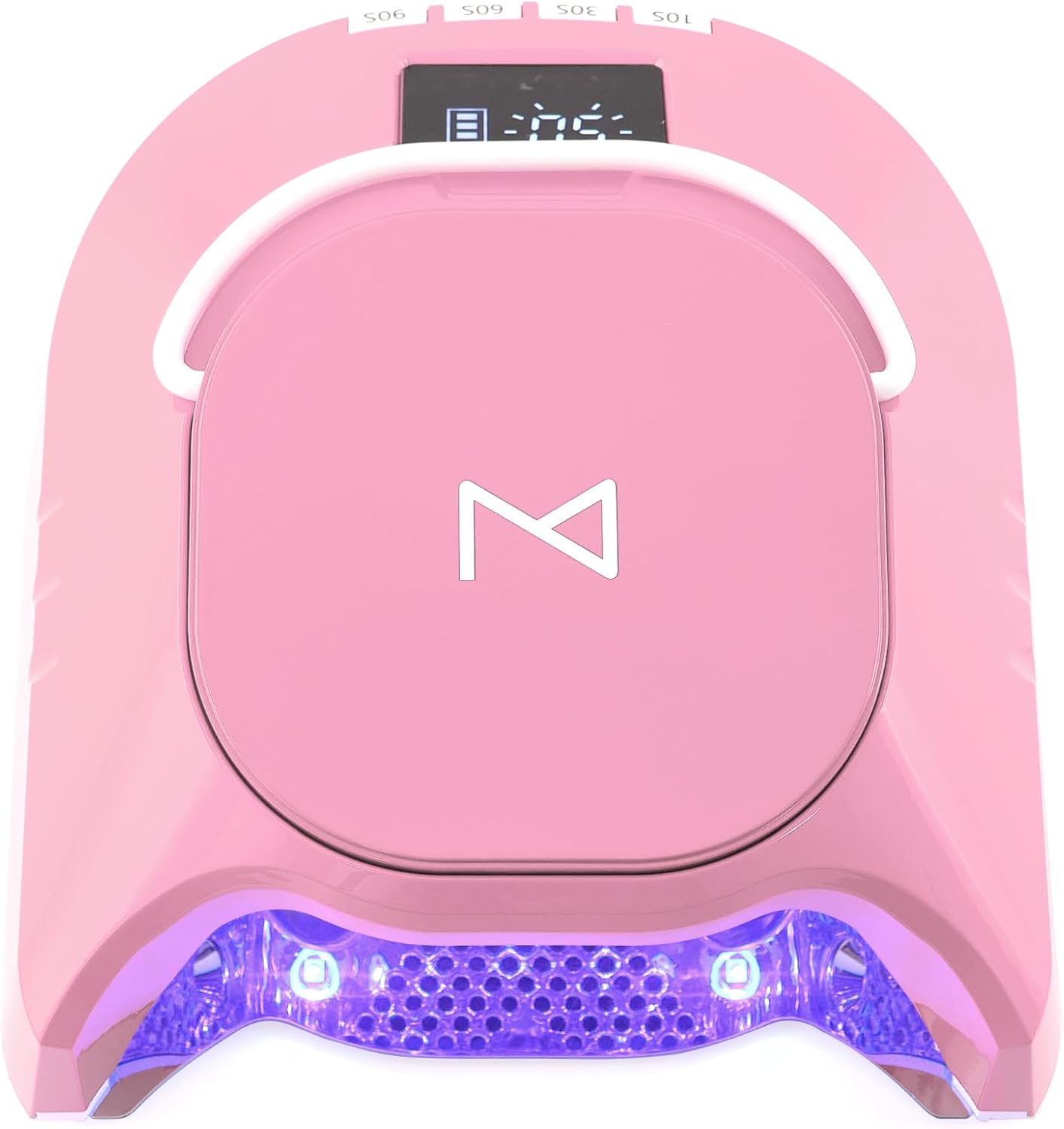 M - GlowPro Professional Hybrid 86W Wireless Rechargeable UV LED Nail Curing Lamp Cordless Nail Dryer for Gel Nails, Manicure, Pedicure (Pink)