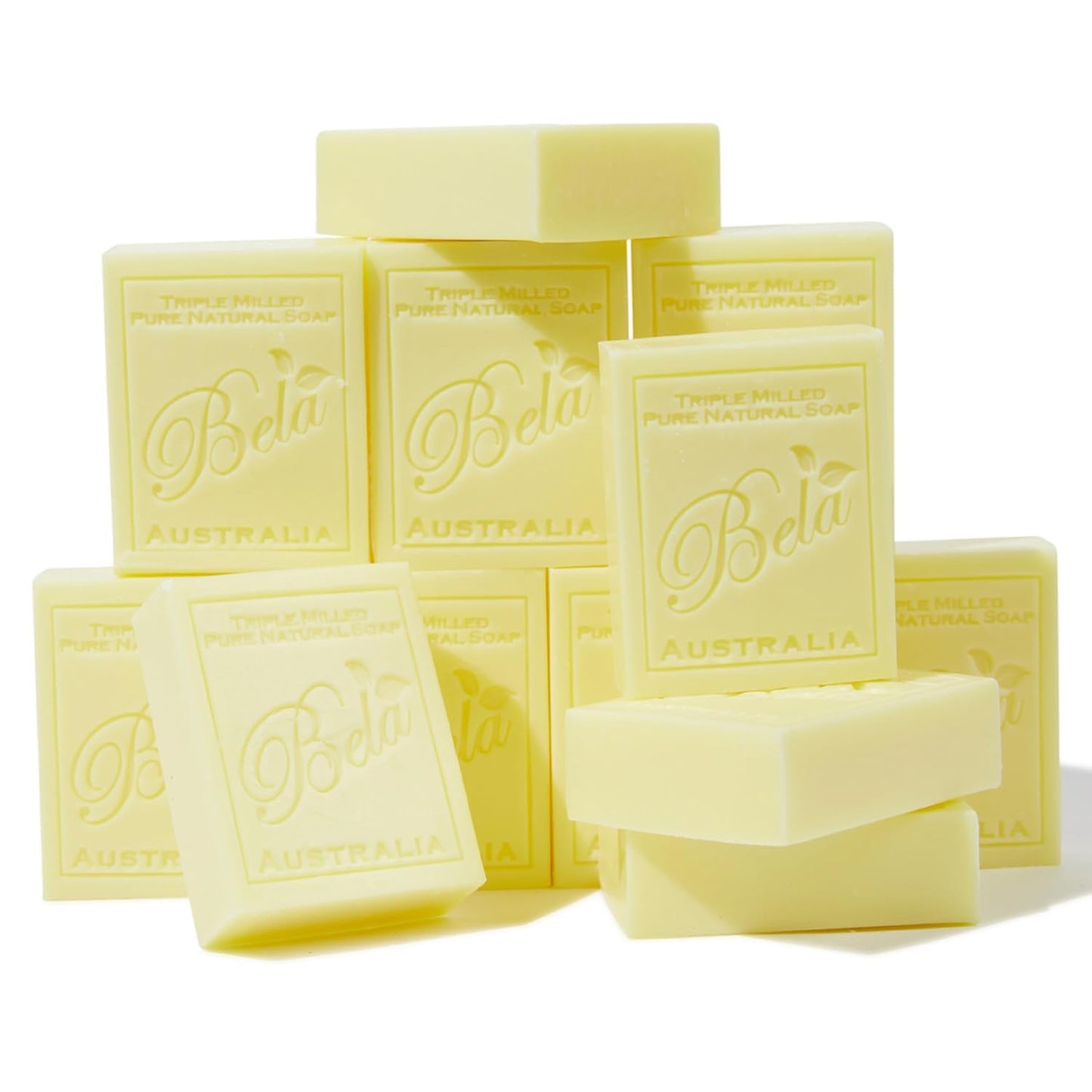 BELA Honeysuckle Soap 3.3 OZ Pack of 12, Long lasting French Triple Milled Bar Soap with Organic Shea Butter, Hand, Face and Body Wash Bar, Made in Australia