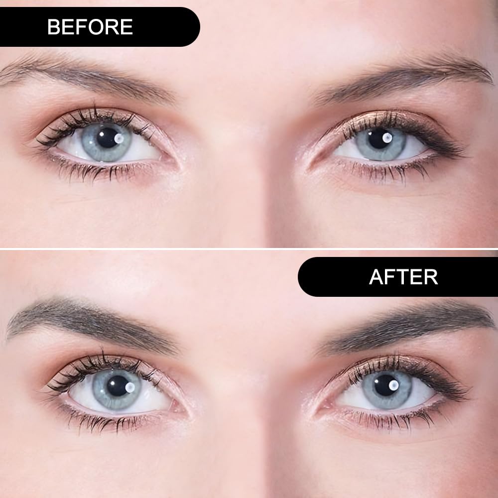 Black Brown Eye Brow Powder Kit for Women, Medium Coffee Dark Gray Eyebrow Powder Palette with Brush, Brow Color Filler Get Full Defined Natural Brows, Highlight Contour sombra para cejas, Vegan