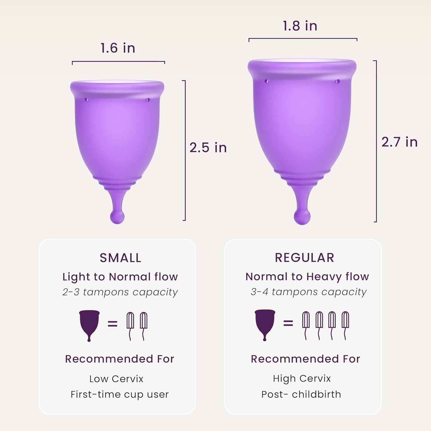 EcoBlossom Reusable Menstrual Cup and Case - The Most Reliable Medical Grade Silicone Period Cups - Comfortably use for 12 Hours (Small (Pack of 2), Round Stem & Case)