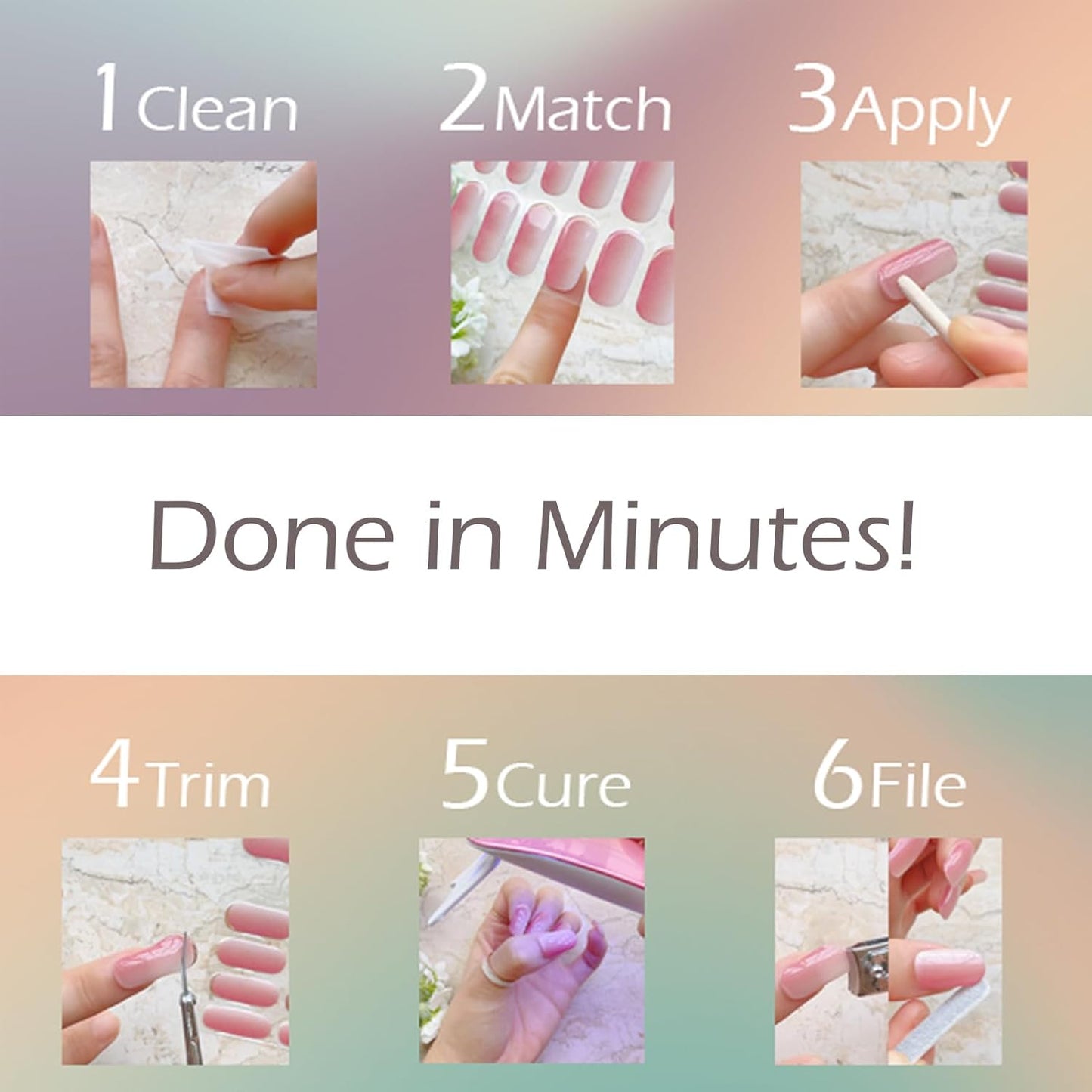 Semi Cured Gel Nail Strips, 20 pcs Nail Wraps, Glaze Stickers, Salon Quality French Manicure, Full Decal Gel Polish Strips, Long Lasting SCG, Easy on, UV Required (Flower Confetti)