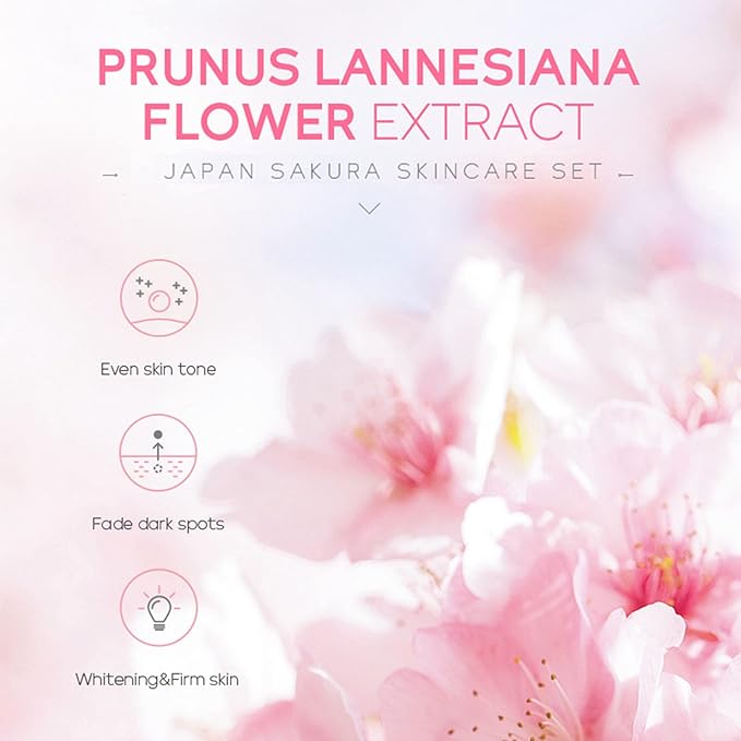 Skin Care Set - Sakura Skin Care Sets & Kits - Women Gift Sets with Cleanser,Serum,Eye Cream,essence Cream - Beauty Products For Women - Skin Care Routine Travel Kit (SetB)