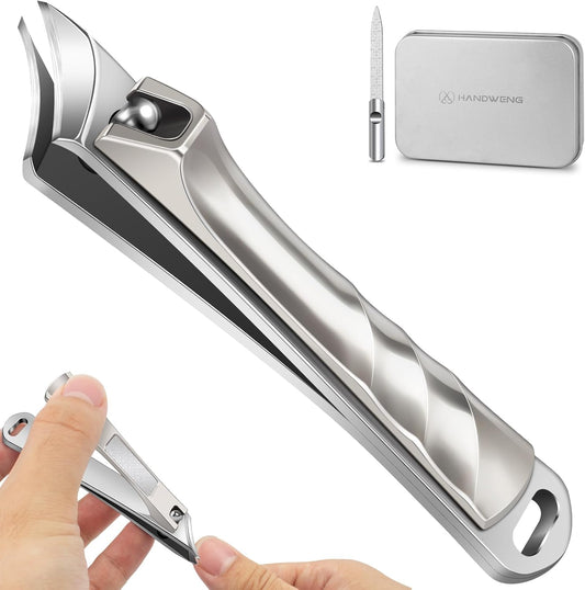 Ingrown Toenail Clippers, Slanted Nail Clippers for Thick Nails for Seniors, Edgy Angled Finger Nail Cutters for Adult, Men, Women with Nail File, Curved Blade