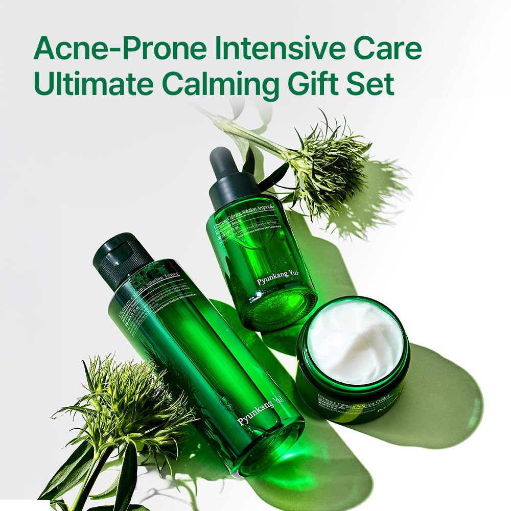 Pyunkang Yul Calming Line Gift Box Set-Korean Facial Skin Care Essential for Daily Moisturizing with Toner, Serum, Cream, Vegan & Cruelty Free Stocking Stuffer Christmas Holiday New Year gift set