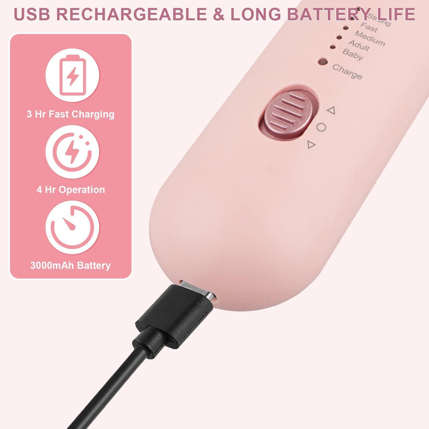 4 Pack 9-in-1 Nail Grinder Kit Salon-Quality Nails with 100 Bits, Cordless Nail File, 5 Adjustable Speeds,Pink