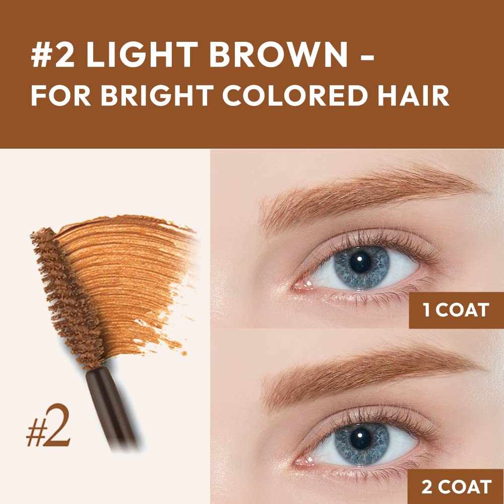 ETUDE Color My Brows, Brow Mascara, 3D Natural Coloring, Beeswax & Carnauba Wax, Moisturizing Brow Care, Eyebrow tint, Soft Gel Texture, Korean Makeup, Beauty, Light Brown (0.152 Fl Oz)