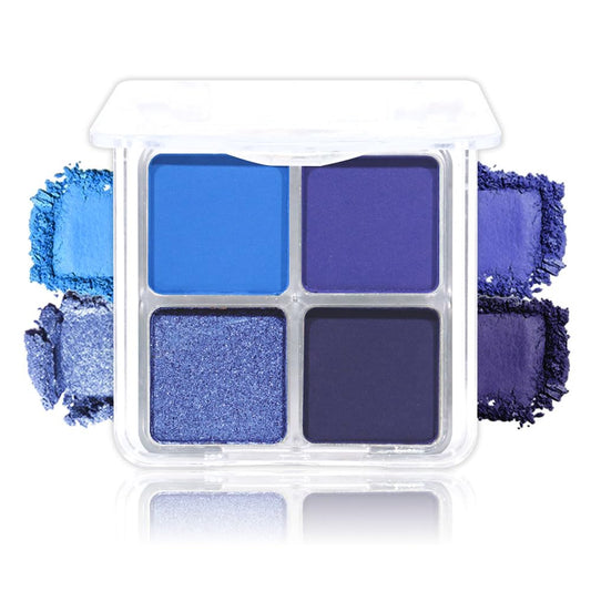 Navy Blue 4Colors Eyeshadow Makeup Palette,Royal Blue Natural Neutral Powde Eye Shadow Palettes for Older Women,Long Lasting Naturing-Looking,Lightweight,Waterproof,Eye Makeup Kit Travel Size,Vegan