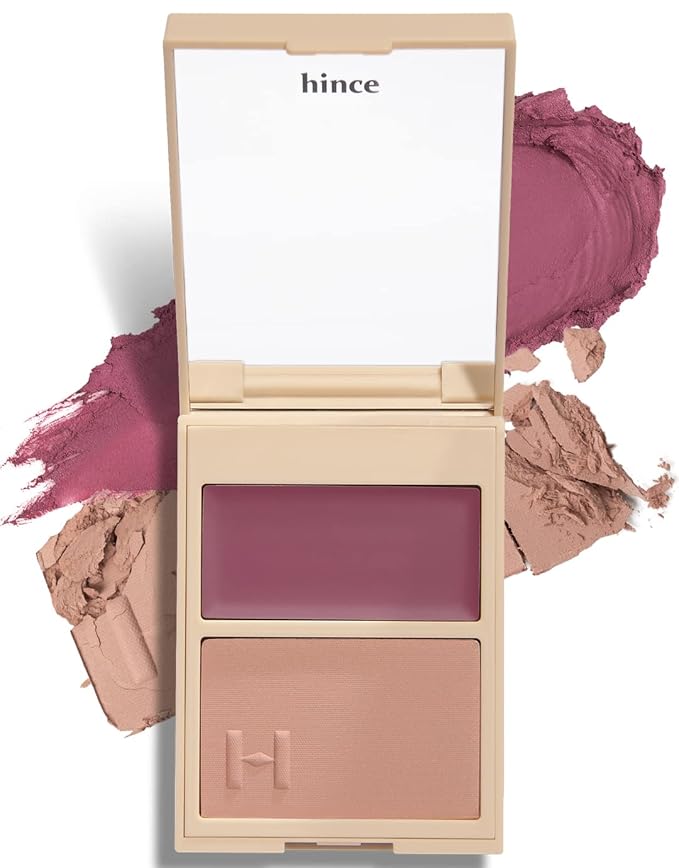 hince True Dimension Layering Cheek - Cream & Pressed Powder 2 Different Shades & Textures - Silky Seamless Long Lasting Blush Makeup - Muted Beige & Elegant Rose Beige (1, REFINEMENT, L004)