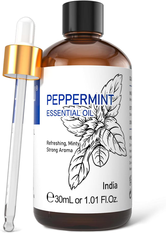 HIQILI 1 Fl Oz Peppermint Oil, for Homemade Spray, Diffuser, 100% Pure Natural 30ML