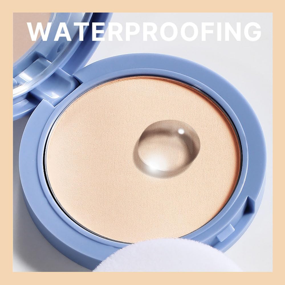 evpct Oil Control Pressed Face Powder Compact for Women, Translucent Setting Powder Makeup Foundation for Women, Waterproof Long Lasting Lightweight, polvo compacto de maquillaje, 10 Porcelain