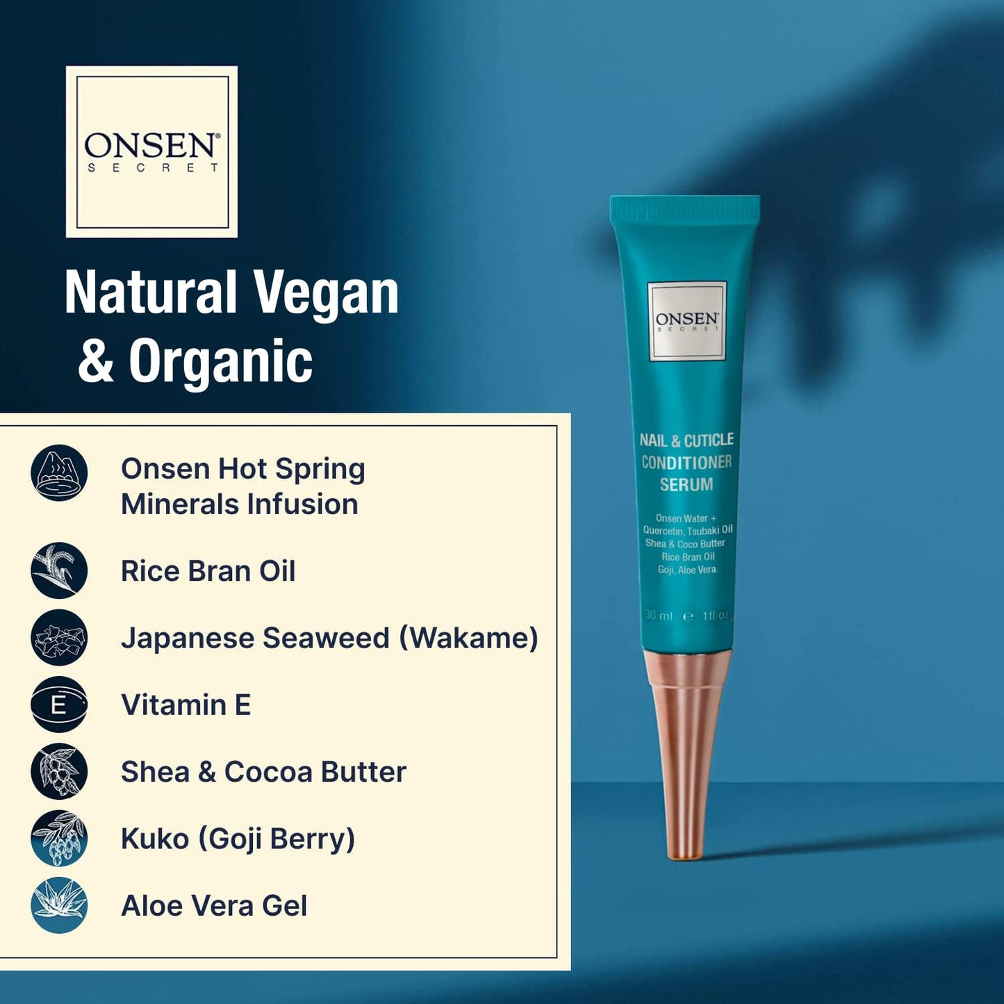 Onsen Nail & Cuticle Cream Treatment w/Japanese Tsubaki, Jojoba & Lavender Oil, Shea Butter - Strengthens Nails, Softens Cuticles - Daily Repair Care (1 Count/30 ml)