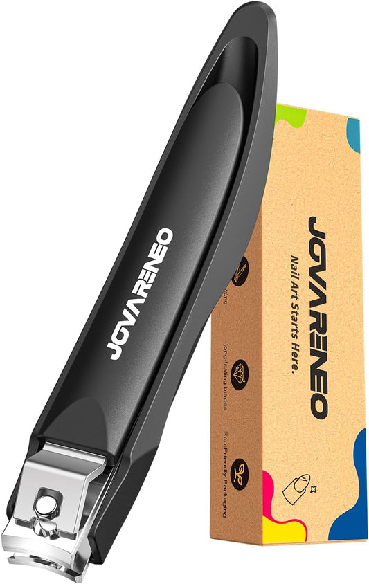 Nail Clippers for Men with Catcher, Anti Splash Self-Collecting Finger Nail Clippers Adult with Ergonomics Long Handle, Heavy Duty Large Toenail Clippers for Thick Nails for Seniors Nail Cutter