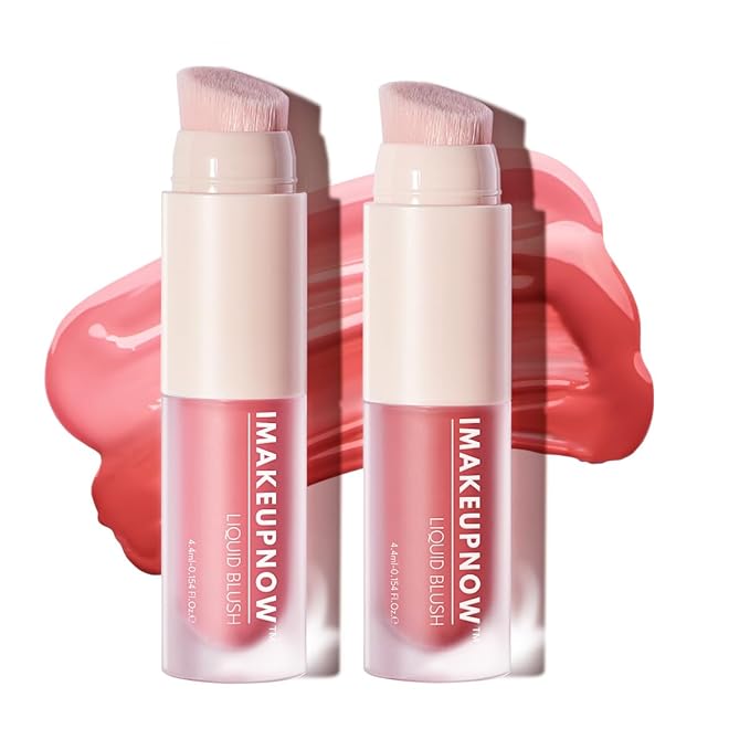Liquid Cream Blush Stick Makeup for Cheeks | Build-in Brush - Application & Blending in One #L001 + #L002