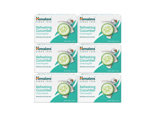Himalaya Refreshing Cucumber Cleansing Bar, Face and Body Soap for Soft Skin, 4.41 oz, 6 Pack