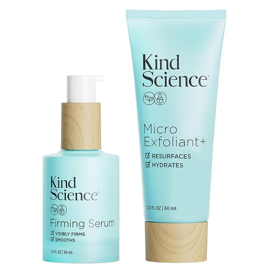 Kind Science by Ellen DeGeneres 2-Piece Skin Care Set with Micro Exfoliant & Firming Face Serum - Hyaluronic Acid Serum & Exfoliating Face Wash