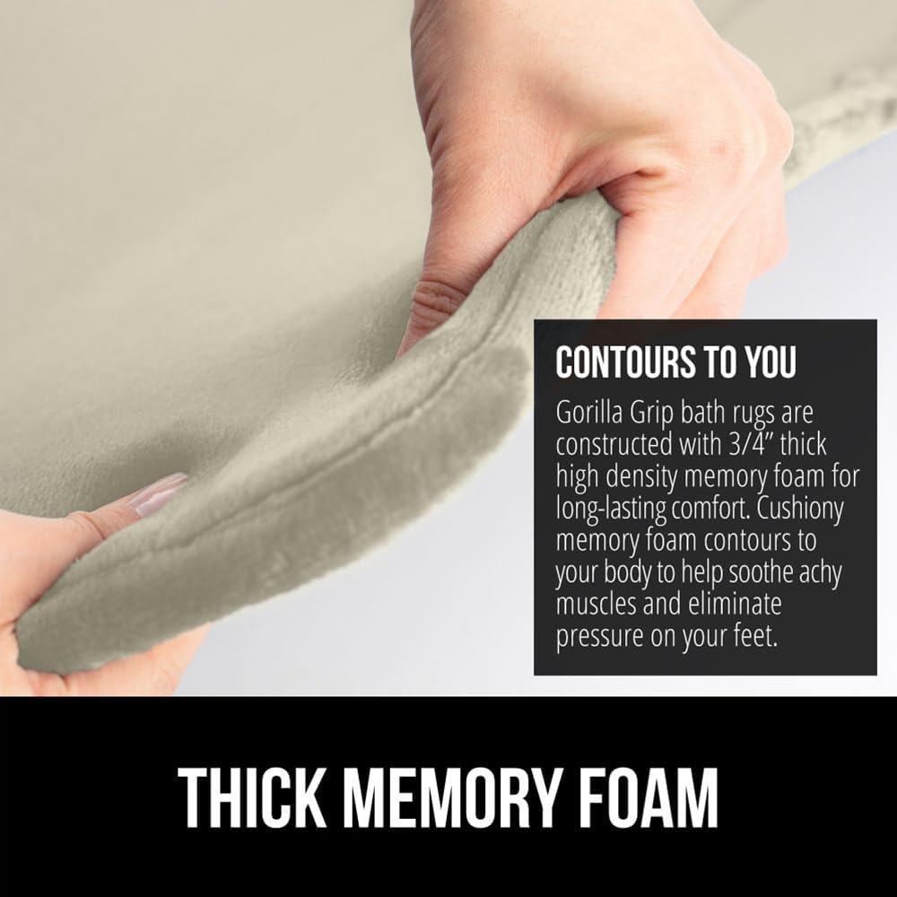 GORILLA GRIP Memory Foam Bath Rugs, Soft Absorbent Velvet Bathroom Mats, Durable Dots on Underside, Machine Washable Bathmat, Carpet Rug Room Decor for Shower Floor, 30x20 Mat, Champagne