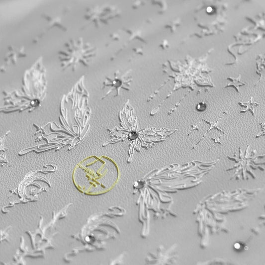 Butterfly Nail Art Stickers Silver Butterfly Nail Stickers 5D Embossed Nail Decals Accessories Glitter Sparkly Adhesive Slider Manicure Supplies for Women DIY Decorations