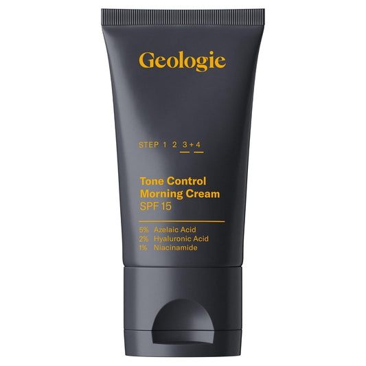 Geologie Tone Control Face Cream with SPF 15 | Brightening Moisturizer with Niacinamide, Hyaluronic Acid & Azelaic Acid | Reduces Redness & Controls Oil | For Men & Women